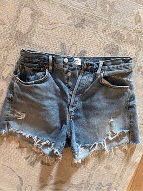 Citizens Of Humanity Distressed Cutoff Denim Shorts - Blue Gray